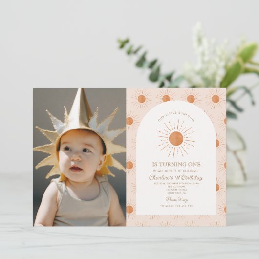 Sie sind mein Sonnenschein Sun Retro Minimal 1. Ge Einladung (Stehend Vorderseite)