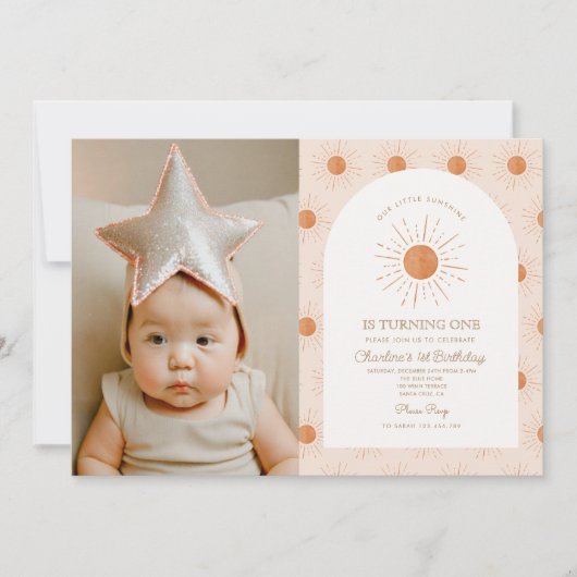 Sie sind mein Sonnenschein Sun Retro Minimal 1. Ge Einladung (Vorderseite)