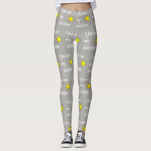 Sie sind mein Sonnenschein (weißer Text auf Grau) Leggings (Vorderseite)