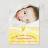 Sie sind meine Geburtsankündigung von Sunshine Bab Postkarte (Vorderseite)