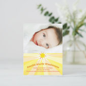 Sie sind meine Geburtsankündigung von Sunshine Bab Postkarte (Stehend Vorderseite)