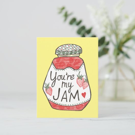 SIE SIND MEINE JAM Strawberry Illustration Custom Postkarte (Stehend Vorderseite)