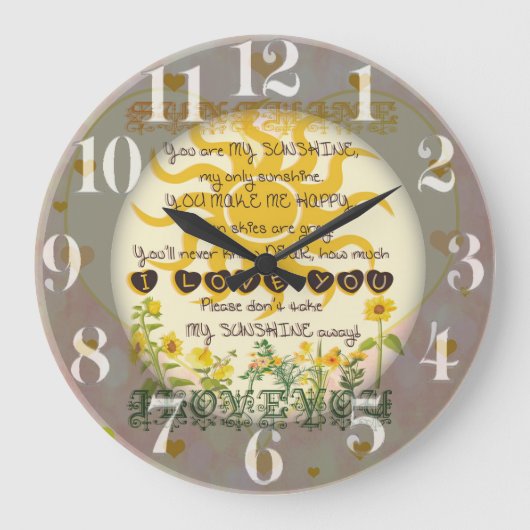 Sie sind meine Sonnenschein-Herzen Große Wanduhr (Vorderseite)