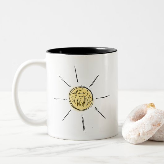 Sie sind meine Sonnenschein-Tasse Zweifarbige Tasse (Mit Donut)