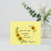 Sie sind meine Sonnenschutzblumen, Zitat der Liebe Postkarte (Stehend Vorderseite)