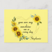 Sie sind meine Sonnenschutzblumen, Zitat der Liebe Postkarte (Vorderseite)