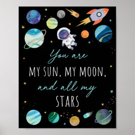 Sie sind meine Sun Moon Stars Space Blue & Gold Poster