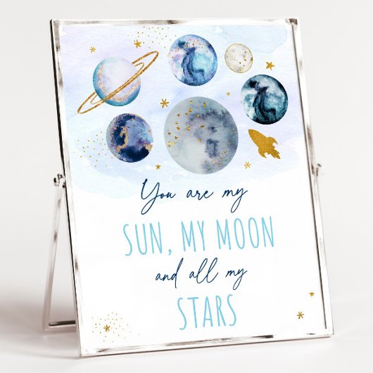 Sie sind meine Sun Moon Stars Space Blue & Gold Poster