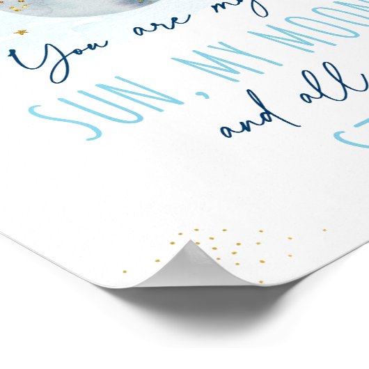 Sie sind meine Sun Moon Stars Space Blue & Gold Poster (Ecke)