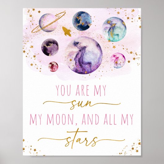 Sie sind meine Sun Moon Stars Space Pink & Gold Poster (Vorne)