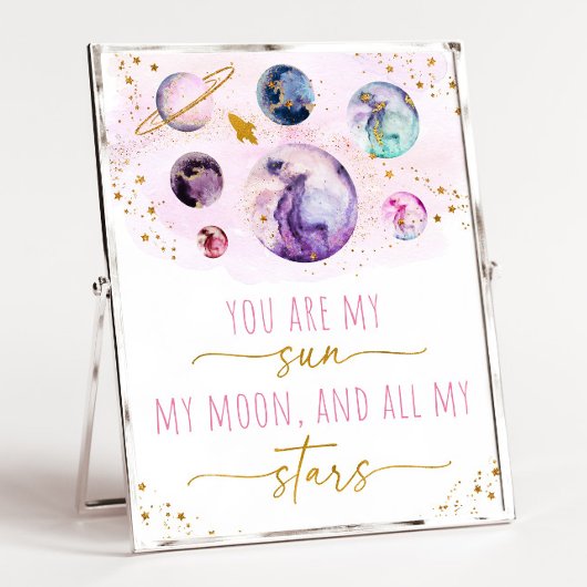 Sie sind meine Sun Moon Stars Space Pink & Gold Poster