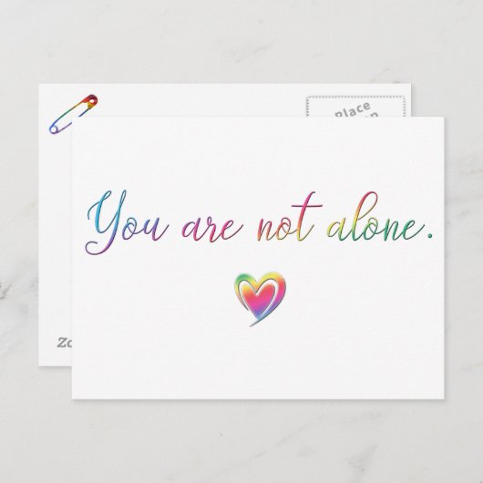 Sie sind nicht allein/ein Button der Sicherheit Postkarte (Vorne/Hinten)