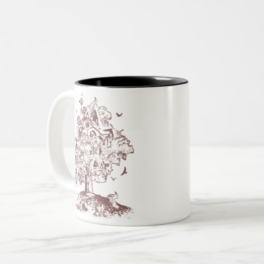 "Sie sind nie zu alt, Treehouse-Tasse zu spielen" Zweifarbige Tasse (Vorderseite Links)