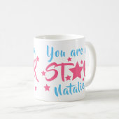 Sie sind Personalisierter Star Pink Stars-Name Kaffeetasse (VorderseiteRechts)