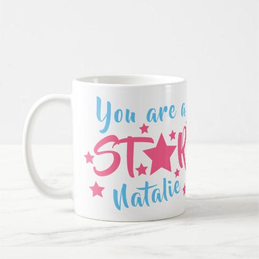 Sie sind Personalisierter Star Pink Stars-Name Kaffeetasse (Links)