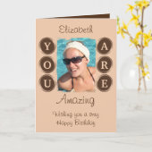 Sie sind phantastisch fügen Fotoname Braun Geburts Karte (Gelbe Blume)