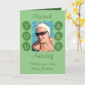 Sie sind phantastisch fügen Fotoname Grün Geburtst Karte (Gelbe Blume)