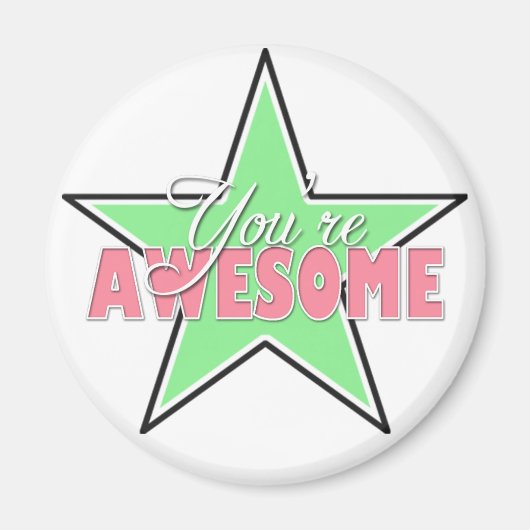 Sie sind PHANTASTISCH - Green & Pink Star Magnete Magnet (Vorne)