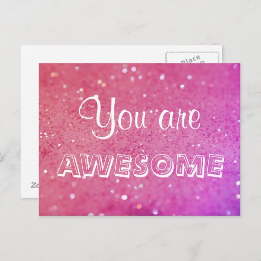 Sie sind Phantastisch Pink Bokeh Postcard Postkarte (Vorne/Hinten)