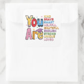 Sie sind positive Bejahungen bunt Quadratischer Aufkleber (Tasche)