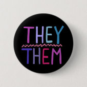 SIE SIND Pronouns farbenfroh Lila Pink Blue Black Button (Vorderseite)