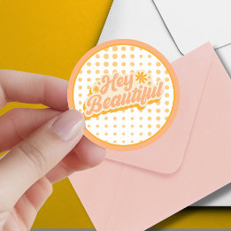 Sie sind schön "60er Vintag Rosa und Orange Runder Aufkleber