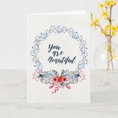 Sie sind schön - Blue Watercolor Floral Card Karte (Gelbe Blume)