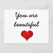Sie sind schön Handwriting Typografie Red Heart Postkarte (Vorderseite)