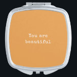 Sie sind schön - Minimalistisch elegant Orange Taschenspiegel<br><div class="desc">Sie sind wunderschön - Minimalistische,  helle Mandarine orange Compact Mirror</div>