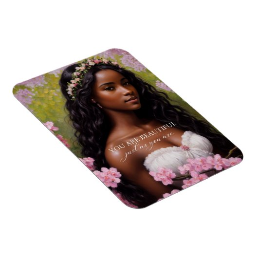 Sie sind schöne schwarze Frauen, rosa Blume Magnet (Rechte Seite)