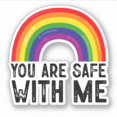 Sie sind sicher mit meinem LGBTQ-Stolz Monat Regen Aufkleber (Vorderseite)
