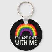 Sie sind sicher mit meinem LGBTQ-Stolz Monat Regen Schlüsselanhänger (Vorderseite)