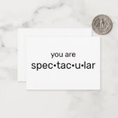 Sie sind spektakulär, cool Schwarz-weiß Mitteilungskarte (Vorderseite/Rückseite Beispiel)