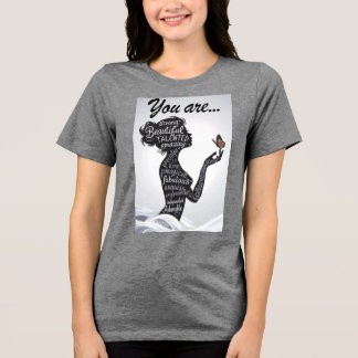 Sie Sind Starke Schöne Frau Silhouette Typograp Tri-Blend Shirt