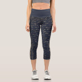 Sie sind stärkere inspirierende blaue Goldschrifte Capri Leggings (Vorderseite)
