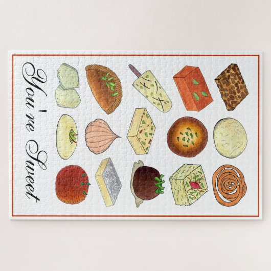 Sie sind süße indische Mithai Süßigkeiten Confecti Puzzle (Horizontal)