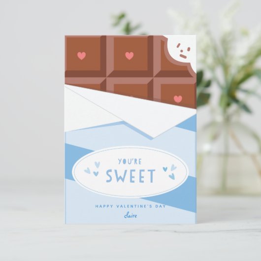 Sie sind süße Klasse Valentine's Day Card Blue Einladung (Stehend Vorderseite)