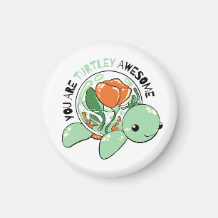 Sie sind Turtley Phantastische Blume Sukkuline Tur Magnet