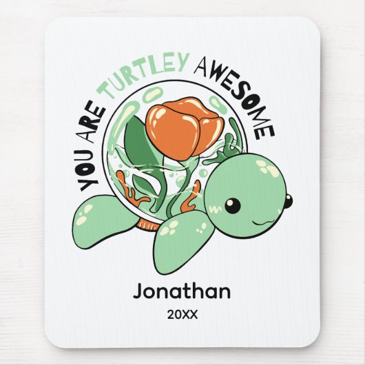 Sie sind Turtley Phantastische Blume Sukkuline Tur Mousepad (Vorne)