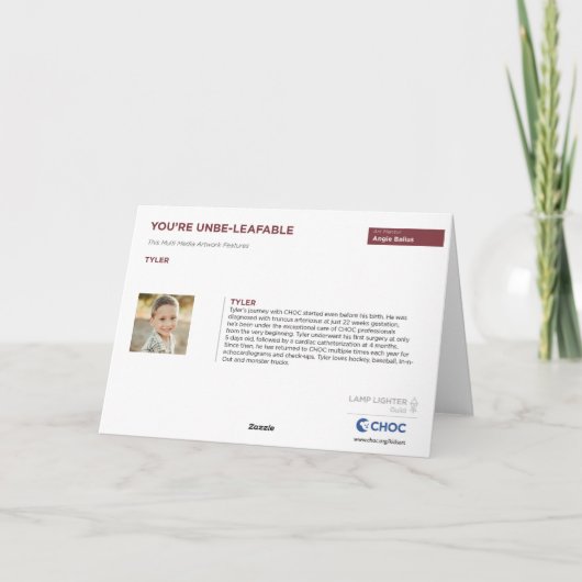 Sie sind UnbeLEAFable - Kids Art für CHOC Dankeskarte (Rückseite)