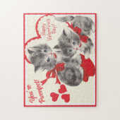 Sie sind Vintage Valentintagskätzchen Puzzle (Vertikal)