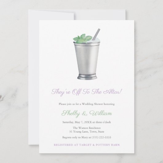 Sie sind weg zum Altar-Horseshoe-Brautparty Einladung (Vorderseite)