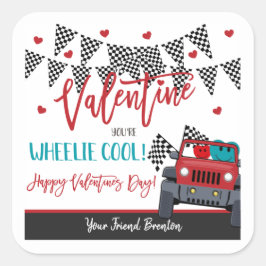 Sie sind Wheelie Cool Valentine Gefallen Tag Stick Quadratischer Aufkleber