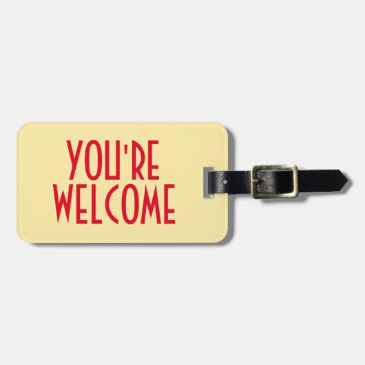 Sie sind Willkommen Gepäckanhänger mit Lederband (Vorderseite horizontal)