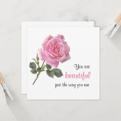 Sie sind wunderschön, nur so wie Sie sind und Rosa Karte (Vorderseite/Rückseite Beispiel)