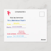 Sie sind zu einem Gymnastik-Party Personalisiert e Postkarte (Rückseite)