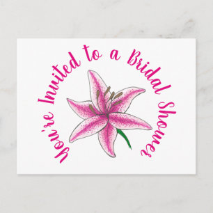 Sie sind zur rosa Lilien-Blumen-Hochzeitsdusche ei Einladungspostkarte
