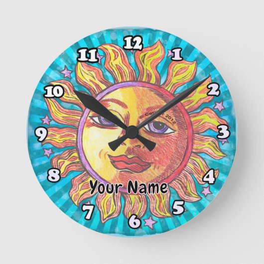 Sie Sonne Runde Wanduhr (Vorderseite)