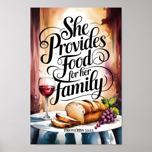 Sie sorgt für ihre Familie - Christliche Wall Art Poster (Vorne)