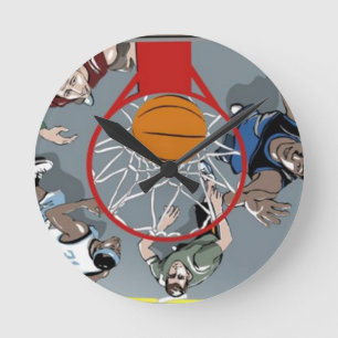 Sie spielen Basketball Wall Clock Runde Wanduhr